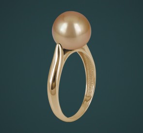 Кольцо с жемчугом к-140664жз: золотистый морской жемчуг, золото 585°